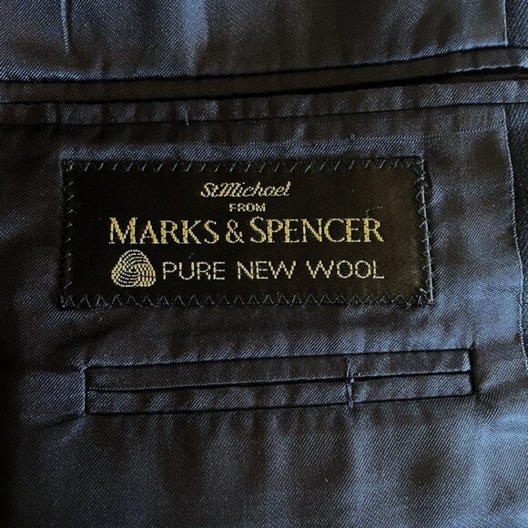 Marks and Spencer Pure New Wool Dark Navy Double Breasted Blazer Sport Coat 40S - Picture 3 of 5